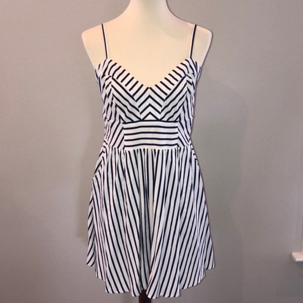 Express Navy and white stripe dress